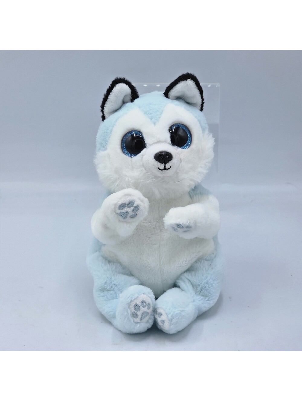 Ty Beanie Bellies Plush 6" THUNDER Husky Puppy Dog Blue 2025 Big Boo Glitter Eye